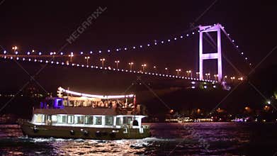 Bosphorus Strait night view fast forward