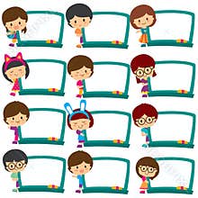 Kids board frames clip art set