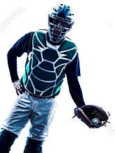 Man baseball player silhouette isolated