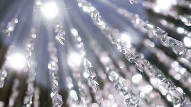 Crystal chandelier. Close up of the crystals.