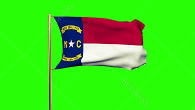 North carolina flag waving in the wind. Green