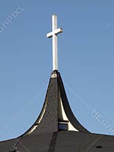 Wooden Cross on Steeple