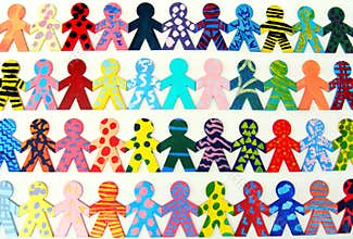 Team of happy people working together