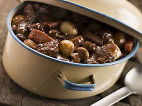 Casserole Dish With Beef Bourguignonne