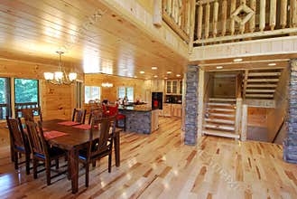 Log House Interior Kitchen View