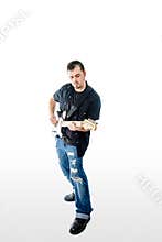 Guitarist Musician on White solo