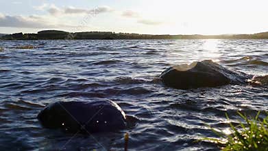 Fresh lake with sunshine - Relaxation concept - 4K