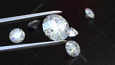 Jewelry tweezer and Diamonds