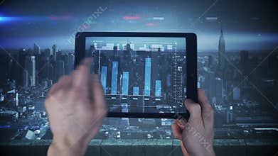 A new tablet interface being used in a big city