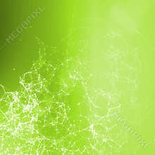 Green summer abstract background. Connecting dots, lens f
