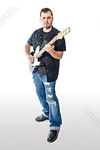 Guitarist Musician on White angled forward