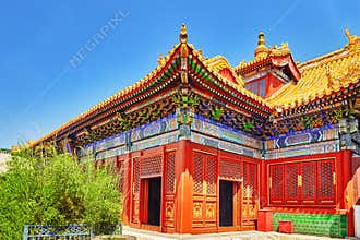 Beautiful View of Yonghegong Lama Temple.Beijing. Lama Temple is