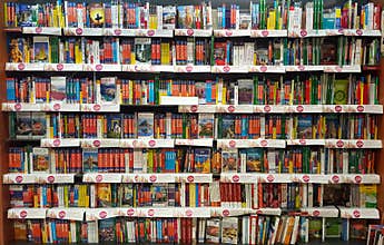 Shelves with books, bookshelf