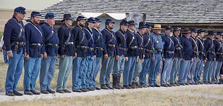 CASPER, WY__CIRCA Â JULY Â 2015__Soldiers and indians reenactment in Casper, Wy. circa July 2015
