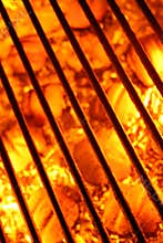 Barbecue grill and fire hot coals background