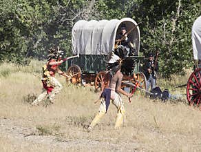 CASPER, WY__CIRCA Â JULY Â 2015__Soldiers and indians reenactment in Casper, Wy. circa July 2015