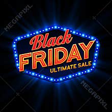 Black Friday retro light frame. Vector
