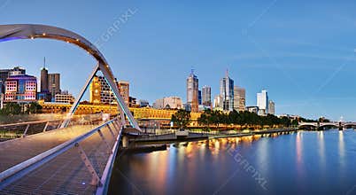 Melbourne at dusk from the Yarra River