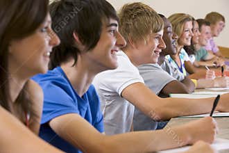 College students listening to a university lecture
