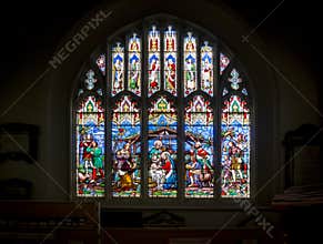 Stained Glass Church Window Nativity Scene