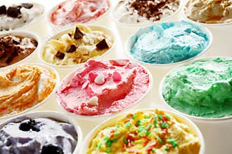 Tasty summer ice cream in different flavors