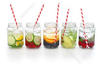 Detox water on white background