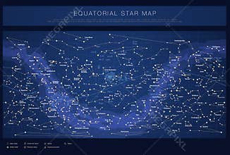 Detailed star map with names of stars