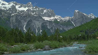 Beautiful mountains with flowing river