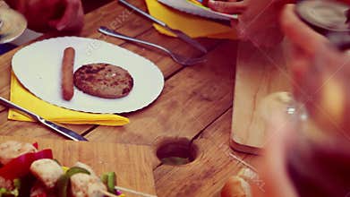Close up of friends having a lunch