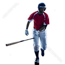 Man baseball player silhouette isolated
