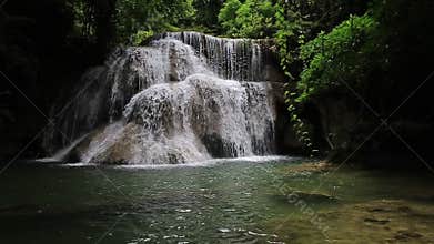 Footage tourist attractions Huai Mae Kamin waterfall,