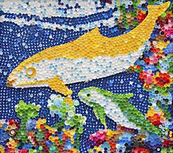 Colorful dolphin mosaic