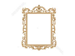 Golden vintage frame. Isolate mirror. Design retro element. physical realistic reflection .