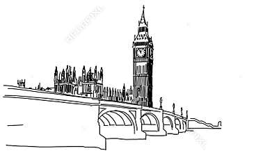 Big Ben and Westminster Bridge Outline Animation