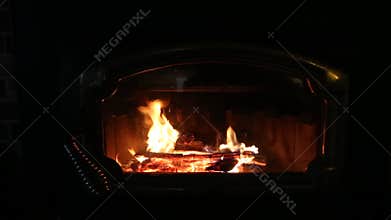 Wood Fireplace Burning HD Video