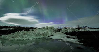 Northern Lights above mountain range