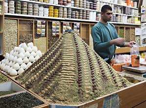 Spices shop on Beit HaBad Street. Old Jerusalem. Israel.