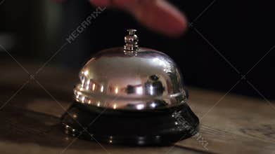 Modern hotel reception counter desk with bell