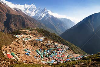 Namche bazar and mount thamserku