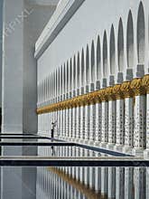 A cleaner at work at the Abu Dhabi Grand Mosque