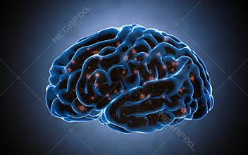 Brain impulses. Neuron system. Human anatomy. transferring pulses and generating information