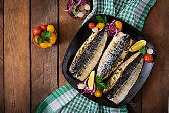 Baked mackerel with herbs