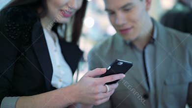 Business team working with smartphone