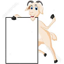 Cartoon goat with blank sign