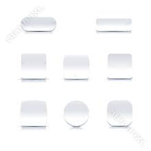 Set of white buttons, vector illustration.