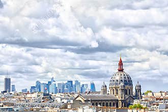 Old and new city - La Defense , Saint-Augustin church