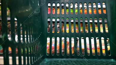 Time Lapse of empty supermarket shopping cart basket