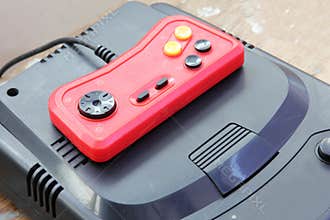 Vintage joystick with atari