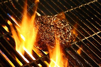 Grill with fire