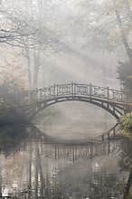 Bridge in misty morning